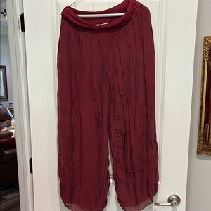 Elegant Burgundy Wide Leg Pants